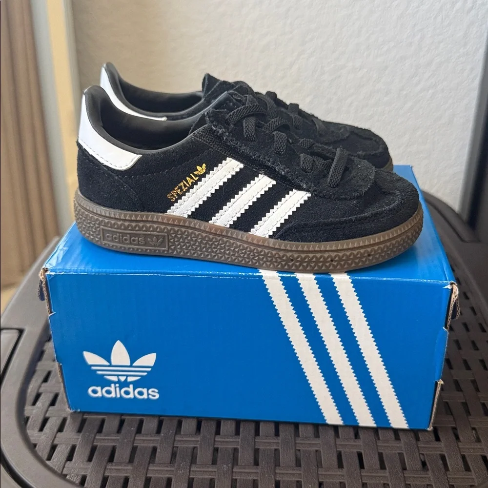Adidas Handball Spezial Black Suede Toddler Sneaker - Picture 5 of 11